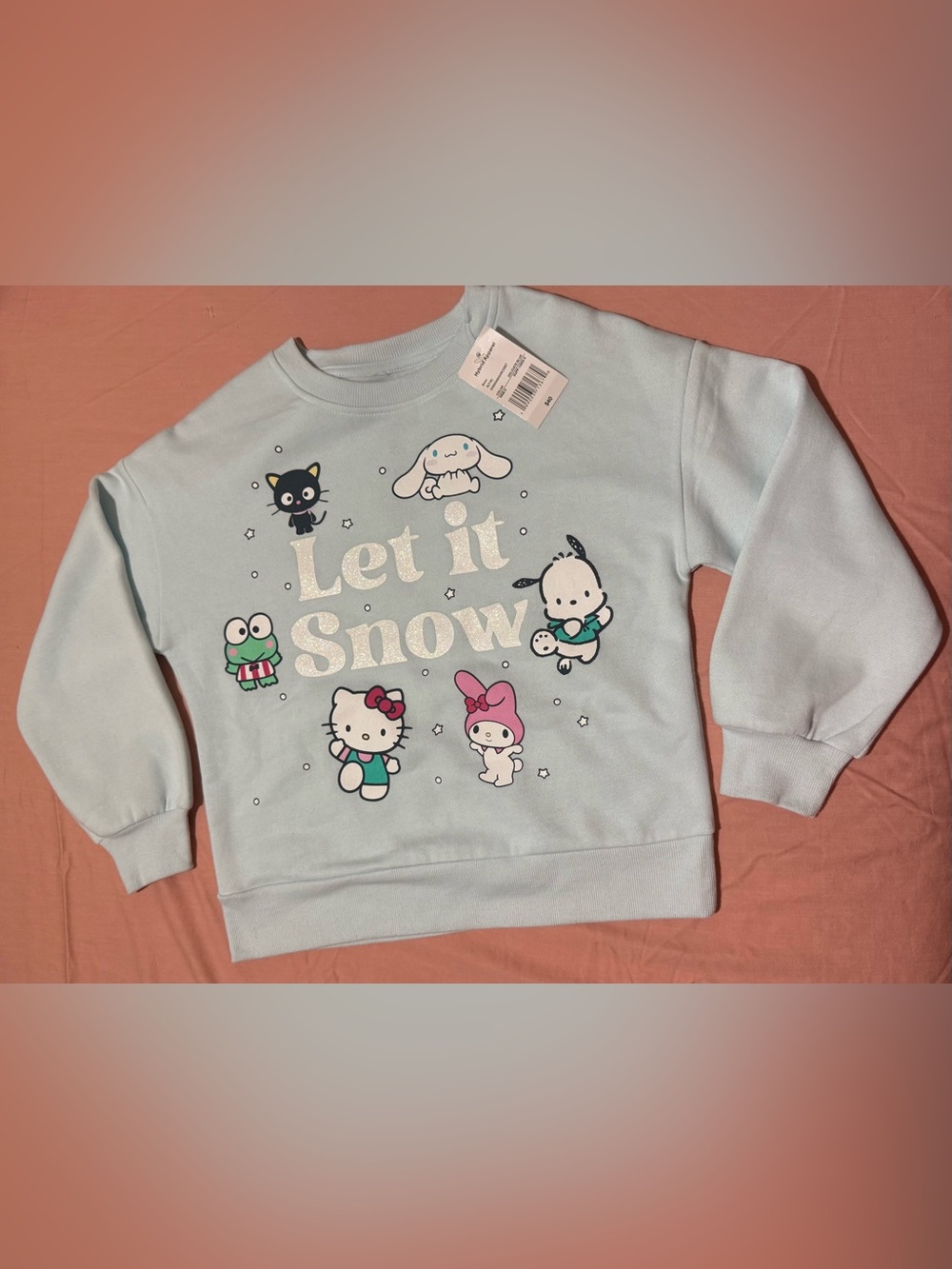 Hybrid Apparel Light Blue Kids Sweatshirt with Winter Sanrio Characters